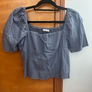 Abercrombie & Fitch Gray Puff Sleeve Blouse
